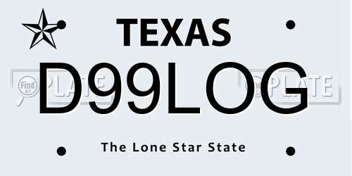 D99LOG Texas License Plate