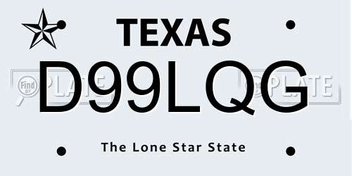 D99LQG Texas License Plate