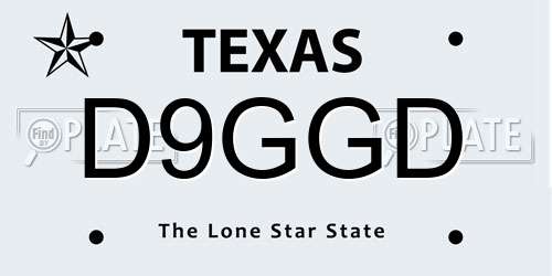D9GGD Texas License Plate