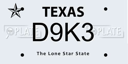 D9K3 Texas License Plate