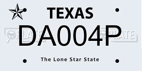DA004P Texas License Plate