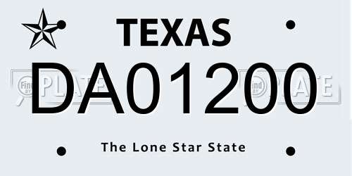 DA01200 Texas License Plate