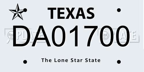 DA01700 Texas License Plate