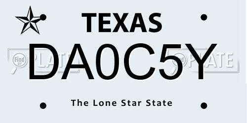 DA0C5Y Texas License Plate