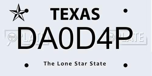 DA0D4P Texas License Plate