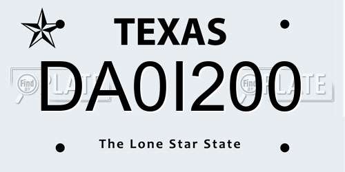 DA0I200 Texas License Plate