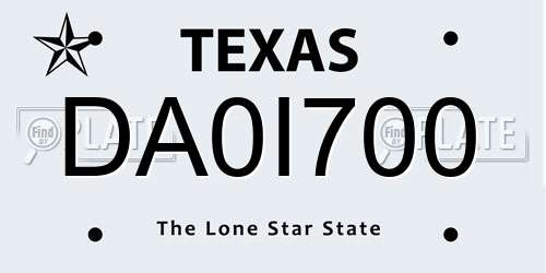 DA0I700 Texas License Plate