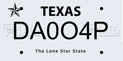 DA0O4P Texas License Plate