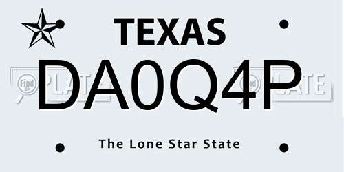 DA0Q4P Texas License Plate