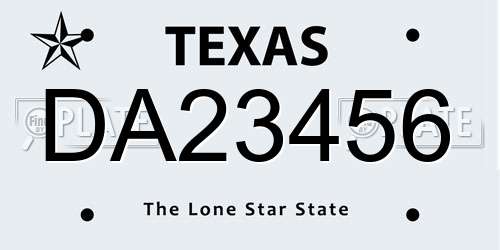 DA23456 Texas License Plate