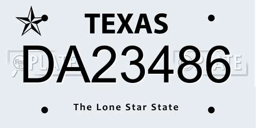 DA23486 Texas License Plate