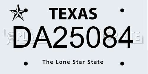 DA25084 Texas License Plate