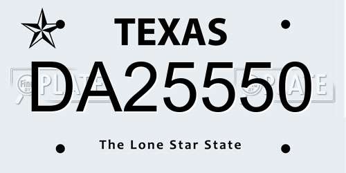 DA25550 Texas License Plate