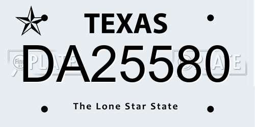 DA25580 Texas License Plate