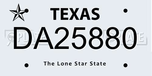 DA25880 Texas License Plate