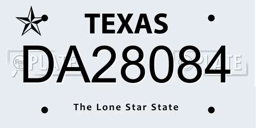 DA28084 Texas License Plate