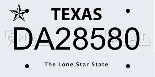 DA28580 Texas License Plate