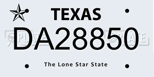 DA28850 Texas License Plate