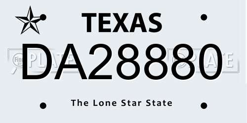 DA28880 Texas License Plate