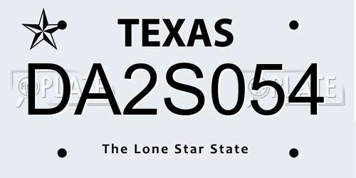 DA2S054 Texas License Plate