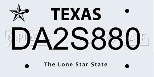 DA2S880 Texas License Plate
