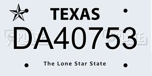 DA40753 Texas License Plate