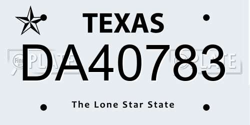 DA40783 Texas License Plate