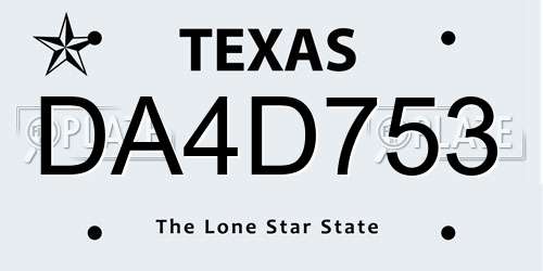 DA4D753 Texas License Plate