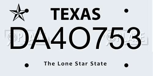 DA4O753 Texas License Plate