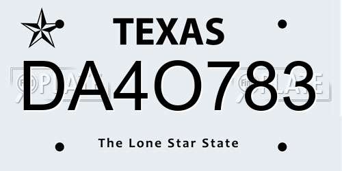 DA4O783 Texas License Plate