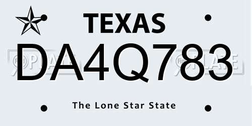 DA4Q783 Texas License Plate