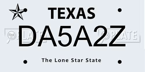 DA5A2Z Texas License Plate