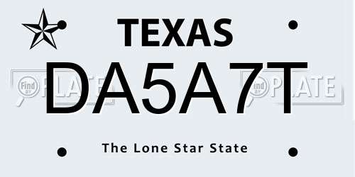 DA5A7T Texas License Plate