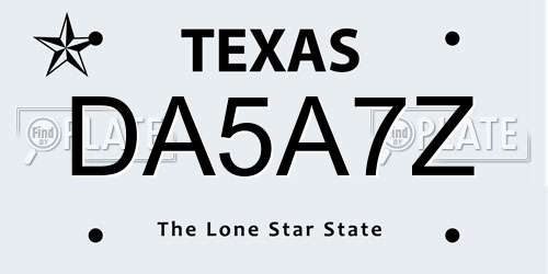 DA5A7Z Texas License Plate