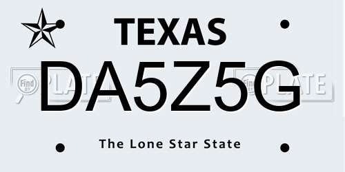 DA5Z5G Texas License Plate