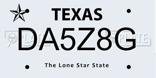 DA5Z8G Texas License Plate
