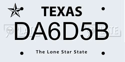 DA6D5B Texas License Plate