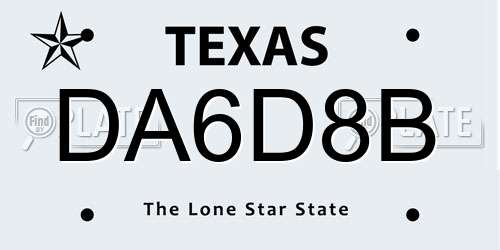 DA6D8B Texas License Plate