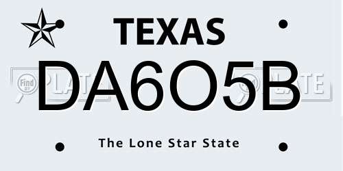 DA6O5B Texas License Plate