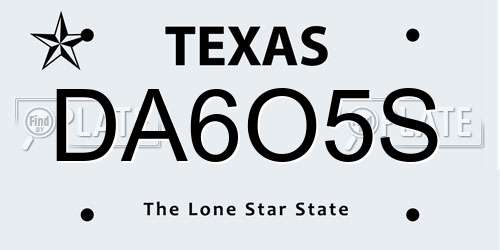 DA6O5S Texas License Plate