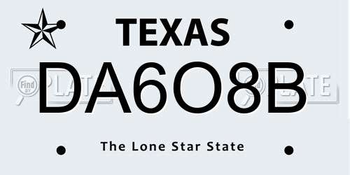 DA6O8B Texas License Plate