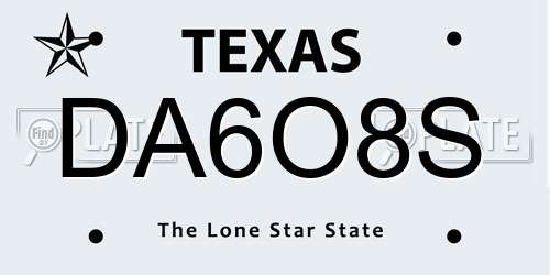 DA6O8S Texas License Plate