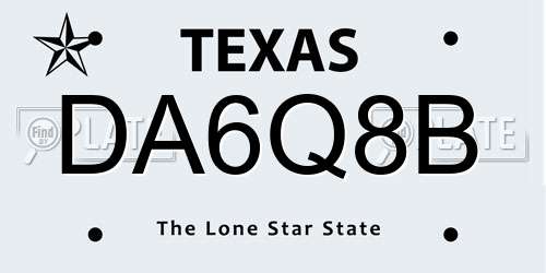 DA6Q8B Texas License Plate