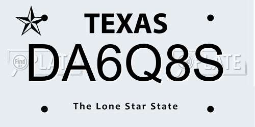 DA6Q8S Texas License Plate