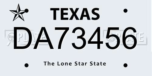 DA73456 Texas License Plate