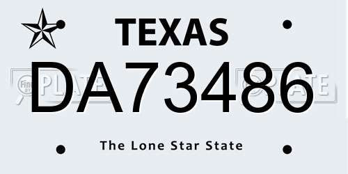 DA73486 Texas License Plate