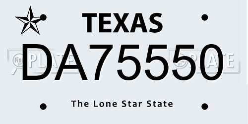 DA75550 Texas License Plate