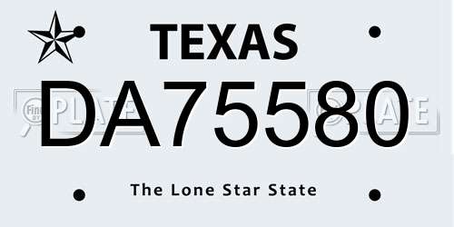 DA75580 Texas License Plate