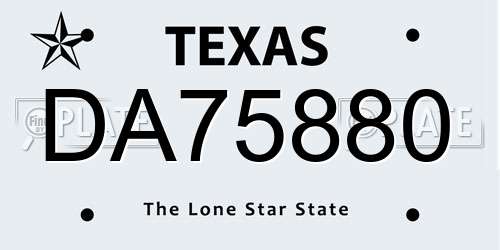 DA75880 Texas License Plate