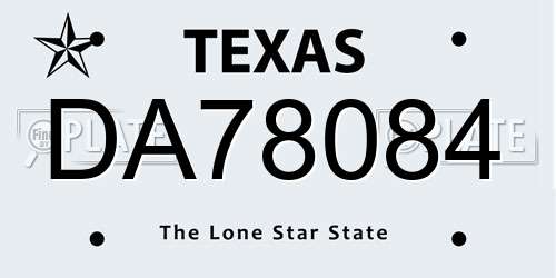DA78084 Texas License Plate